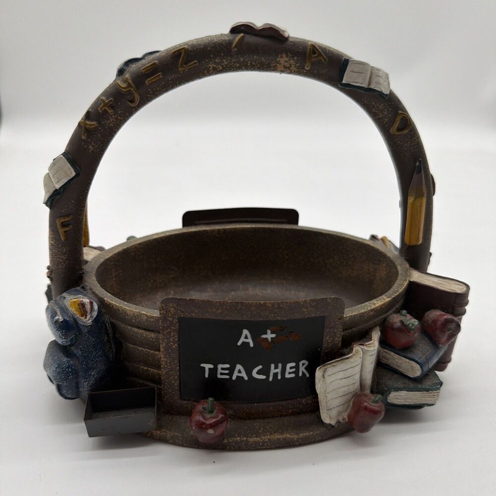 Teacher Basket Clay cute classroom decor gift 7" Apples Gift